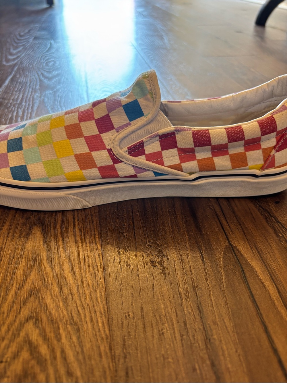 Vans Slip-On Checkerboard Sneakers in Rainbow Colors - Picture 6 of 11